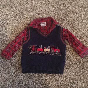 Baby Boy Christmas Button Down and Sweater Vest